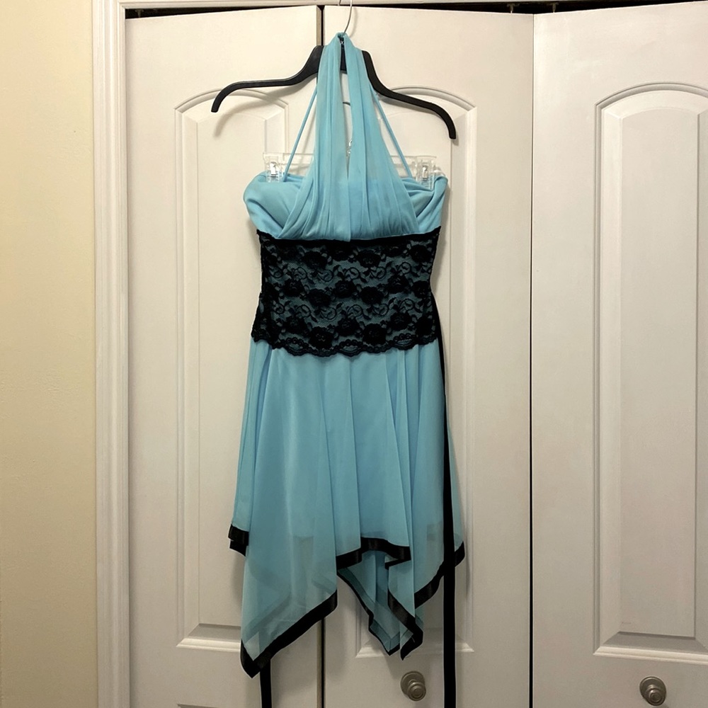 Blue and black dress